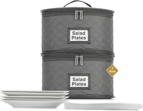 Miniatura 13 de Paquete de 2 cajas de almacenamiento de platos pequeños de 6 pulgadas, contenedor de almacenamiento de China, apilable con interior acolchado