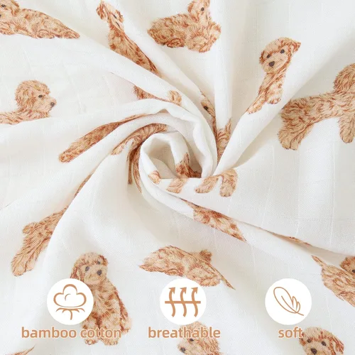 Miniatura 2 de LifeTree Mantas Envolventes para Bebé Perro, 70% Viscosa de Bambú y 30% Muselina de Algodón Mantas Envolventes Niños Niñas Envoltorio para Envolver