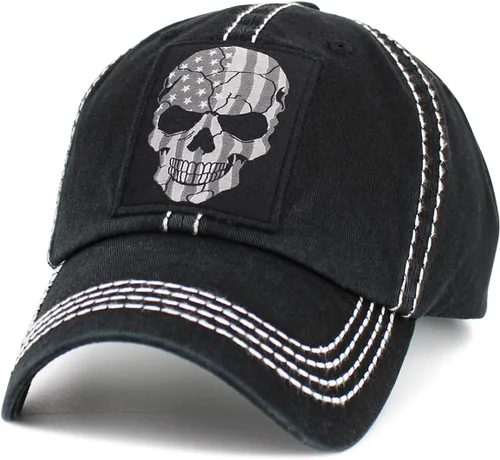 Miniatura 2 de KBETHOS Chief Skull and Free Spirit - Gorra de malla de sarga ajustable de algodón lavado desgastado