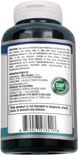 Miniatura 8 de FITO MEDIC'S Laboratorio - Vitamina d - 5000 UI de - Vitamina d3-360 cápsulas blandas - Vitamina d3 5000 iu - para hueso, dientes, músculo e