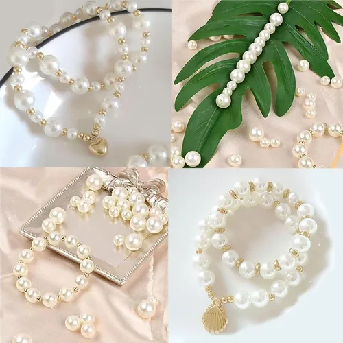 Miniatura 5 de 1000 cuentas de perlas para hacer joyas, kit de bricolaje de cuentas espaciadoras plateadas, kit de fabricación de pulseras de la amistad para niñas
