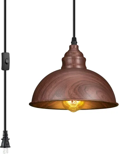 Miniatura 14 de Lámpara colgante enchufable, luces colgantes de 15 pies con cable de enchufe, interruptor de encendido/apagado, lámpara colgante industrial