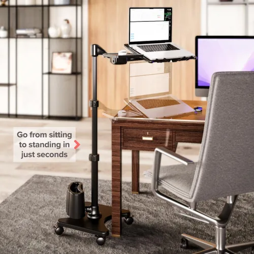 Miniatura 8 de LEVO G2-801 Deluxe - Soporte rodante para laptop con bandeja para ratón, color bronce y negro