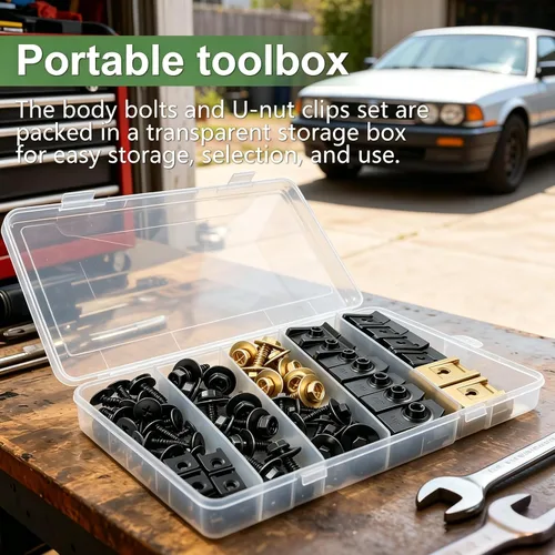 Miniatura 5 de 60Pcs U-Nut Clips and Body Bolts Screws Assortment Kit, 10 Sizes Auto Car U Clips Fender Liner Screw for Most Cars Bumper Engine Splash Shield