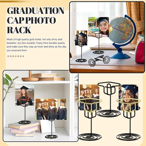Miniatura 3 de Rtteri 30 piezas de soporte de foto de graduación con gorra de graduación de 2 pulgadas, soportes negros para centros de mesa, soportes de número