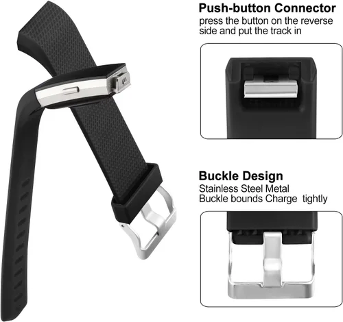 Miniatura 3 de Tobfit Bandas deportivas compatibles con Fitbit Charge 2, paquete de 4, pulseras de repuesto para mujeres y hombres, pequeñas/grandes