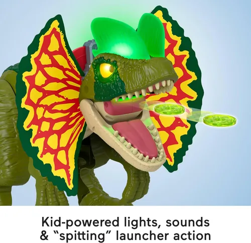 Miniatura 4 de Fisher-Price Imaginext Jurassic World - Juguete de dinosaurio Thrash Attack Dilophosaurus de más de 16 pulgadas con luces y sonidos