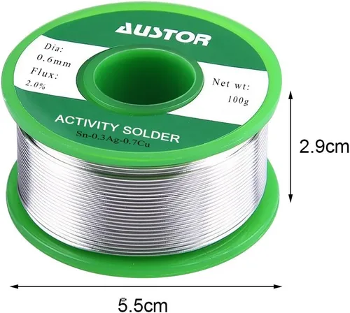 Miniatura 4 de AUSTOR - Hilo de soldadura sin plomo con núcleo de colofonia de 0,6 mm