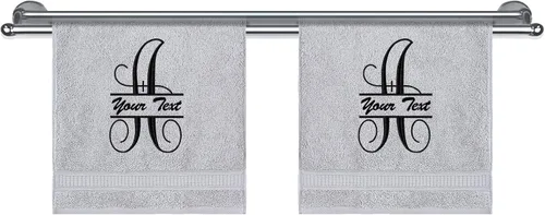 Miniatura 26 de Toallas con monograma, calidad de hotel y spa, supersuaves, altamente absorbentes, 100% algodón turco auténtico, juego de 2 toallas de baño