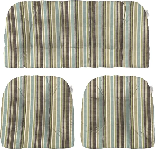 Miniatura 36 de RSH DECOR: Sunbrella 3-Piece Tufted Wicker Cushion Set 44" x 22" & 22" x 22" Outdoor Loveseat & U-Shaped Seat Cushions Crafted with