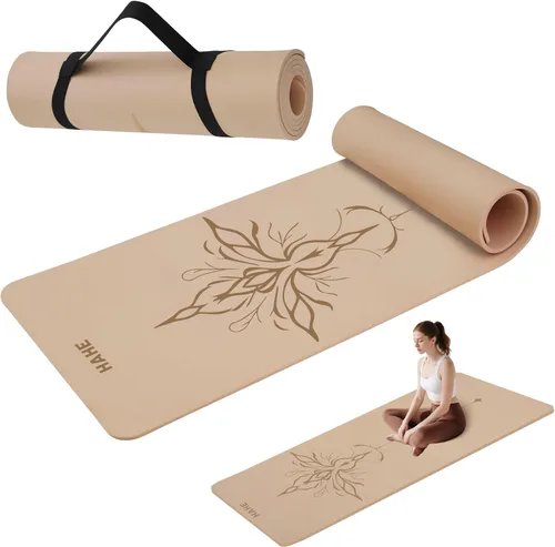 HAHE Tapete de yoga grueso (8MM, 1/3 pulgadas), tapete de yoga antideslizante POE, ecológico, alto rebote y absorción de golpes, antidesgarros y