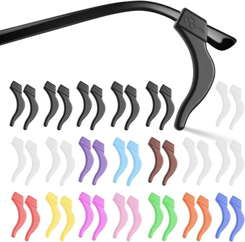 Miniatura 8 de 20 pares de pinzas para las orejas, ganchos antideslizantes de vidrio para las orejas, cómodos cojines de silicona para detrás de la oreja