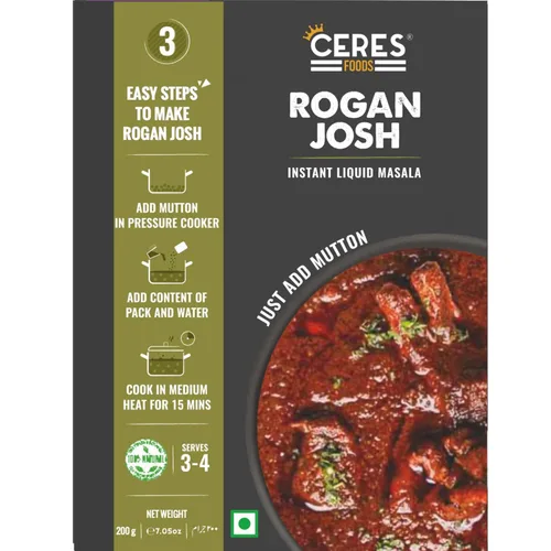 Ceres Foods Indian Kashmiri Rogan Josh Instant Liquid Masala | Salsa a fuego lento | Famoso curry de cordero de Cachemira India | Simplemente