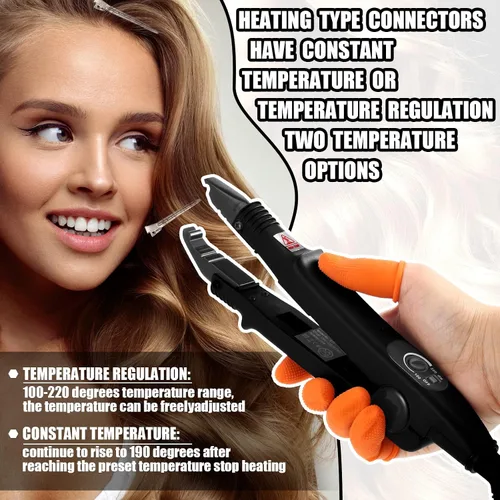 Miniatura 6 de Plancha para Extensiones de Cabello de Queratina Fusion - Herramienta de Calor, Conector Térmico con Protector de Pegamento Fusion, Plantilla, Pinza