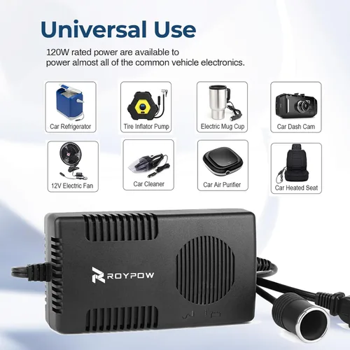 Miniatura 5 de RoyPow Convertidor de CA a CC, 120 W (máximo 150 W), 120 V/110 V a 12 V/10 A, adaptador de CA/CC, convertidor de 120 V/110 V a 12 V, fuente