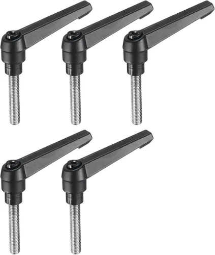 Miniatura 28 de uxcell 5 piezas de manija de palanca de sujeción ajustable M5 x 1.969 in de óxido negro métrico de acero al carbono macho roscado perillas de mano