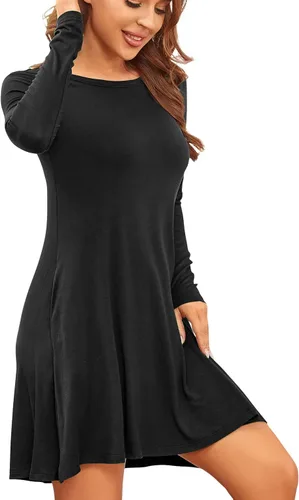 Miniatura 4 de HiMONE Vestido suelto casual de verano de manga larga con cuello redondo para mujer 2023