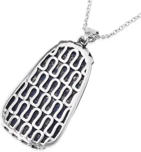 Miniatura 5 de Shop LC - Collar de lapislázuli azul para mujer, colgante de piedra natural, cadena estética de cristal curativo de 20 pulgadas, Metal, No es una