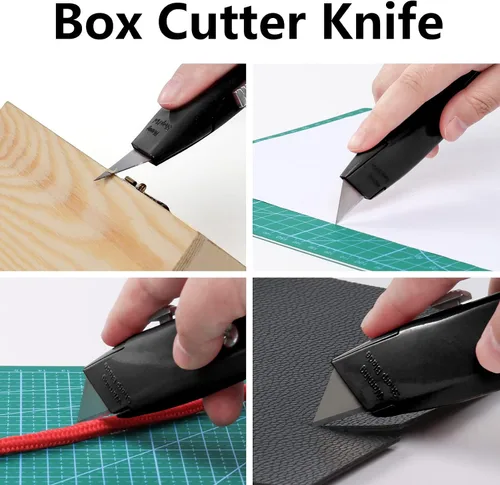 Miniatura 2 de DIYSELF Paquete de 2 cortadores retráctiles con 10 hojas de cuchillo utilitario, cuchillas afiladas de acero SK5, cortadores de caja para cartón