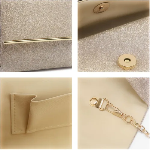 Miniatura 6 de Dasein Bolso de noche para mujer, bolso de mano con purpurina para boda, bolso de novia brillante para cóctel, fiesta, baile de graduación