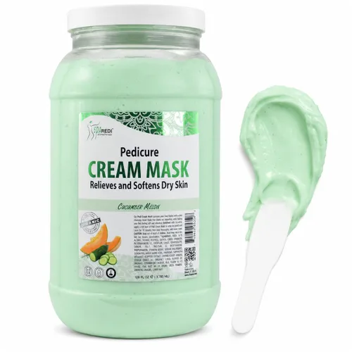 SPA REDI - Mascarilla de crema corporal y pies, pepino y melón, 128 oz - Masaje de pedicura para pies y cuerpo cansados, hidratante, piel fresca