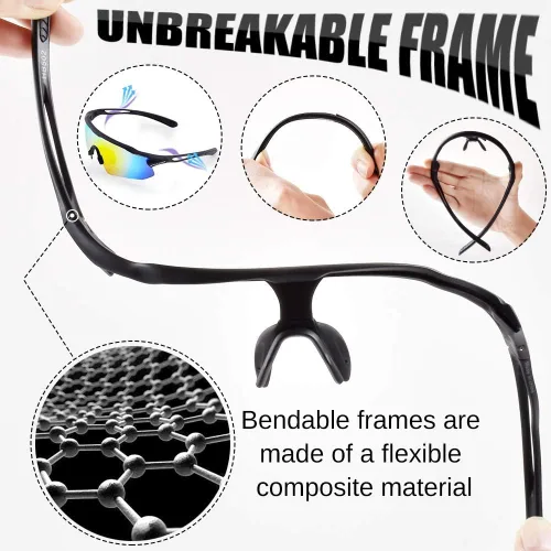 Miniatura 3 de Gafas de ciclismo, lentes deportivos polarizados con marco irrompible TR90, anti-UV400 A # Negro y gris basado en lentes REVO Gold