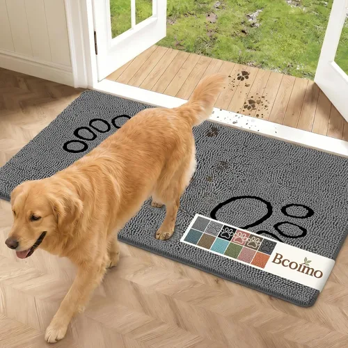 Miniatura 43 de Bcoimo Tapete súper absorbente para puerta de perro, 30 x 20 pulgadas, tapete antideslizante para patas fangosas, alfombras para mascotas para patas
