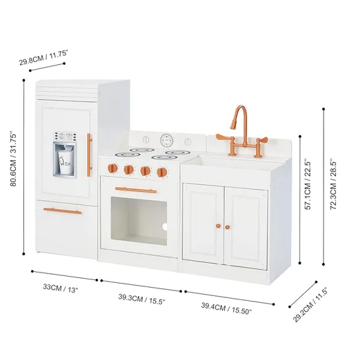 Miniatura 5 de Teamson Kids Little Chef Paris - Cocina modular contemporánea interactiva de madera para jugar con refrigerador, horno, fregadero y espacio