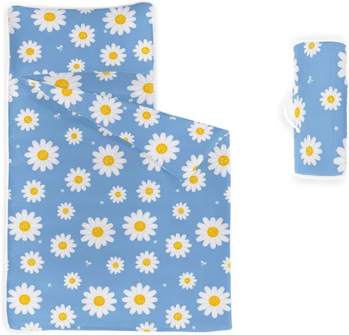 Miniatura 12 de Tapete para siesta – Saco de dormir de animales con almohada extraíble – Juego de ropa de cama para guardería y fiestas de pijamas, preescolar