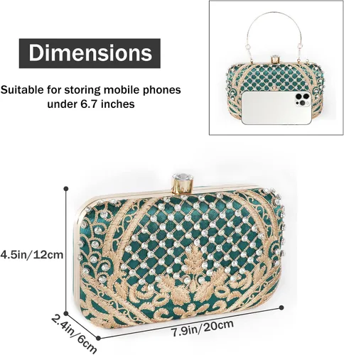 Miniatura 3 de DA BODAN - Bolso de noche para mujer, estilo vintage, con cuentas y lentejuelas y perlas, bolso de hombro para boda, novia, fiesta de graduación