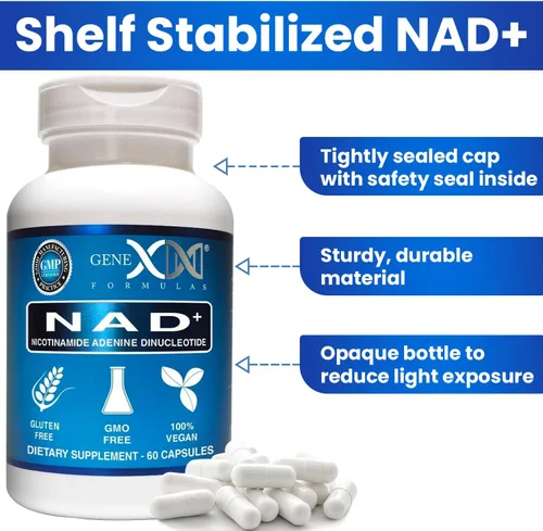 Miniatura 4 de Genex Formulas NAD+ 250mg porción 60 cápsulas de nicotinamida adenina dinucleótido (NAD+ real no es un precursor) (1)