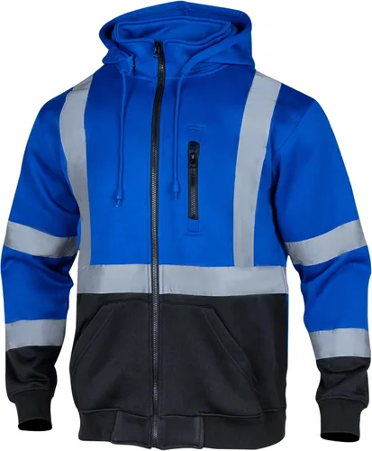VENDACE Sudadera de forro polar reflectante de alta visibilidad ANSI Clase 1 con capucha desmontable para hombres (Azul real, L)