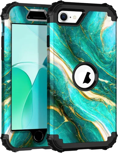 Miniatura 63 de Hocase Funda para iPhone SE 2022/2020, resistente a prueba de golpes, de plástico duro+goma de silicona, funda protectora híbrida para iPhone SE