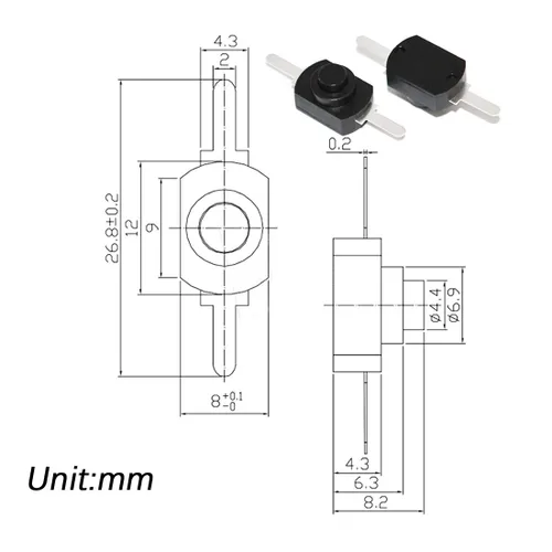 Miniatura 2 de mxuteuk 50 unids interruptor de botón micro autobloqueo DC 30V 1A para SMD tipo linterna lámpara luz salida de pared pestillo mini interruptor