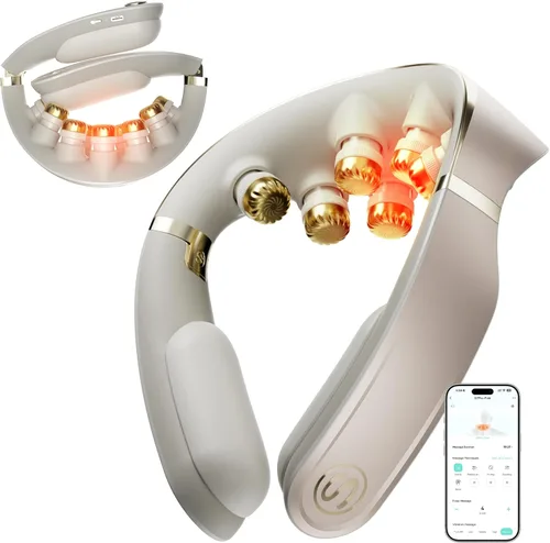 Miniatura 10 de SKG G7 Pro - Masajeador de cuello plegable para aliviar la tensión de tejido profundo con calor y vibración, masajeador de viaje inalámbrico, regalo