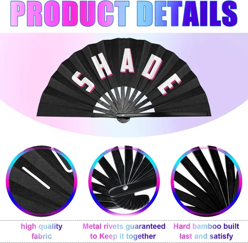 Miniatura 3 de Amyhill 3 ventiladores de mano grandes de bambú, ventilador plegable icónico de mano, ventilador chino de mano, para mujeres y hombres, festivales