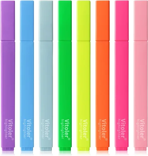 Piochoo Resaltadores Estéticos, 8pcs Resaltadores para Biblia, Colores Vibrantes, Lindo Resaltador de Colores Surtidos, Lindos Marcadores Útiles