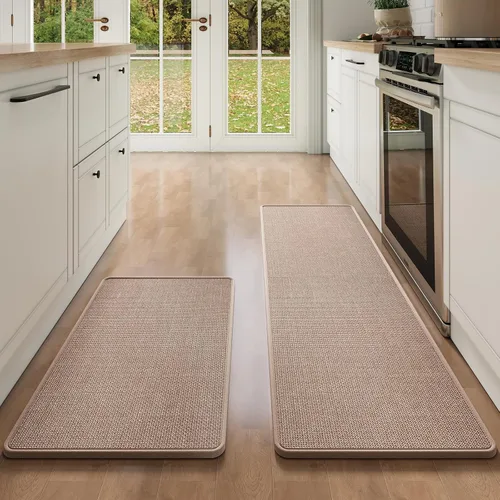 Miniatura 60 de YDKGL Tapetes de cocina para piso, alfombras de cocina súper absorbentes, antideslizantes, lavables, de lino sintético suave trenzado, alfombra