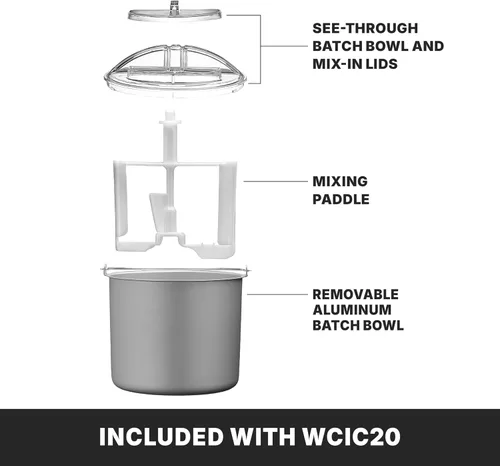 Miniatura 5 de Waring WCIC20 - Máquina para hacer helados de 2 cuartos de galón con compresor integrado, 180 W, 120 V, enchufe de 5 a 15 fases, color plateado