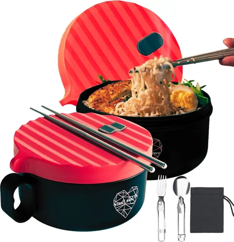 Miniatura 15 de AI LOVE PEACE Tazón de ramen, olla de ramen, tazón de ramen para microondas, tazón grande de fideos de 40 onzas, tazón para microondas, cuencos