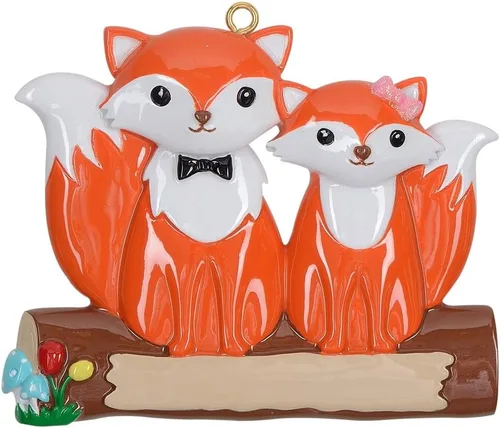 Adorno de Navidad de la familia Fox 2026 – Adorno personalizado de zorro rojo para pareja, familia de animales del bosque, decoración de árbol de