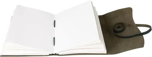 Miniatura 4 de KomalC Cuaderno de cuero hecho a mano 7x5 pulgadas Cuaderno vintage azul con papel en blanco sin renglones Diario de viaje antiguo, cuaderno