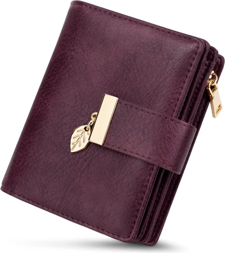 Miniatura 10 de HUANLANG Carteras pequeñas para mujer, con bloqueo Rfid, de cuero, plegable, tarjetero para tarjetas de crédito, cartera para mujer, bolsillo