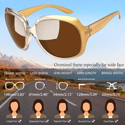Miniatura 27 de Joopin Lentes de sol de gran tamaño para mujer, polarizados, grandes, para conducción, protección UV, grandes sombras