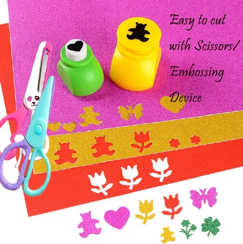 Miniatura 3 de 20 hojas de papel de cartulina con purpurina brillante y autoadhesivas, tamaño A4, para proyectos de manualidades, fabricación de tarjetas