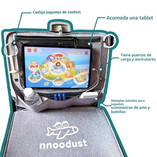Miniatura 8 de Cama de avión para niños pequeños con cubierta de bandeja que se puede convertir en bolsa, extensor de asiento de avión para niños, cama de avión