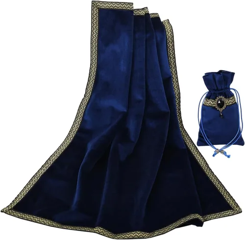 Miniatura 25 de BLESSUME Wizard Tarot Mantel y bolsa cuadrada de terciopelo adivinación Tarot (Azul 2)