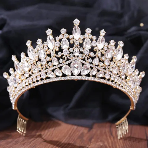 Miniatura 6 de Tiara y corona con peine para mujeres y niñas, diadema plateada, diamantes de imitación, novia, boda, graduación, cumpleaños, cosplay