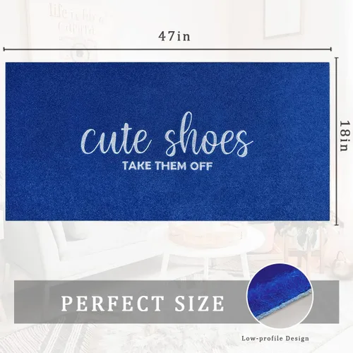 Miniatura 3 de Felpudo de entrada para entrada lindo cartel de zapatos Quítatelos Señal de bienvenida Felpudos para puerta delantera Felpudos divertidos para Azul