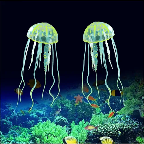 Miniatura 8 de WishLotus 2 decoraciones de medusas para pecera, adorno de plantas de medusas de simulación, decoraciones brillantes de medusas, decoraciones